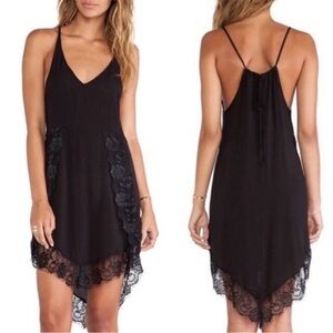 Free People Black Lace Trim Slip Dress S